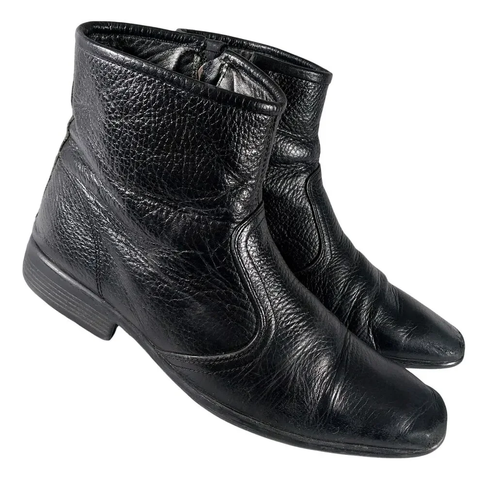 ALFARO! COLOMBIAN MADE BLACK GENUINE LEATHER NIPPED TOE ZIPPER BOOTS! SZ 7.5M